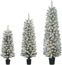 HomCom Set de 3 brazi LED cu zăpadă artificială, subțiri, cu ramuri din PVC, 90/120/150 cm | Aosom Romania (83C-330V00GN)