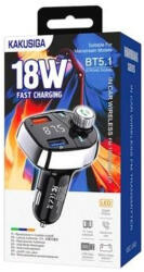 KAKUSIGA KSC-1063 Hanmang autós FM transmitter és gyorstöltő szivargyújtós, 18W, fekete - 18W Car Charger FM Transmitter (KSC-1063)