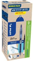 Pilot Begreen B2P golyóstoll szett, 0, 7 mm, 10 golyó + 10 utántöltő, Kék
