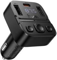 hoco. E87 Delta autós FM transmitter és szivargyújtós gyorstöltő QC3.0, USB-C 20W, Bluetooth 5.4, fekete - Car FM Transmitter Charger (E87)