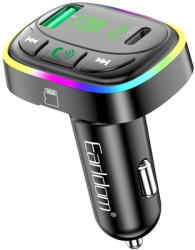 Earldom ET-M104 autós FM transmitter és szivargyújtós töltő USB + Type-C, Bluetooth, fekete - Car FM Transmitter Charger (ET-M104)