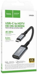 hoco. UA43A Clever USB-C - HDMI átalakító kábel, 0, 2 m, grafit - USB-C to HDMI Adapter (UA43A)