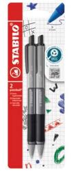 STABILO Pointball Colorful golyóstoll nyomógombos mechanizmussal, 0.5 mm, 87% biológiailag lebomló műanyag, 2 darab/bliszter, Fekete (SW603323)
