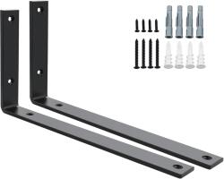 TYPEC Set 2 Suporturi Metalice pentru Polițe SAYAYO Heavy Duty, Fier Masiv Grosime 5 mm, Profil L 300 x 150 mm, Încărcare până la 50 kg, Vopsire Negru Mat, Kit Complet de Montaj Inclus