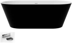 Besco Cada de baie freestanding, ovala, 150 cm, acril, negru lucios, Besco Deeva B&W WWA-150-DBM (WWA-150-DBM)