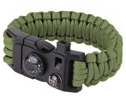 TM Paracord 9" karkötő síppal és iránytűvel - Green (46664)