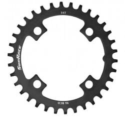 Sunrace CRMS első lánckerék 38T, 4x96 mm (szimmetrikus), 1x10-12s, narrow-wide, acél, fekete
