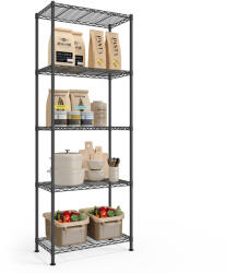 SONGMICS 5 szintes fém tárolópolc, 30 x 60 x 161 cm, mélyfekete (LGR165BH01)