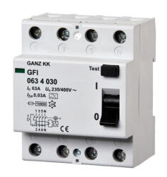 Ganz GFI áram-védőkapcsoló 63A 4pól 300mA (GANZ 1GFI-063-4-300) (1GFI-063-4-300)