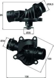 MAHLE TI 234 88 - Termostat, lichid racire - Termostat sistem racire 88°C. in carcasa BMW 1 E87. 1 E88. 3 E46. 3 E90. 3 E91. 3 E92. 3 E93. 5 E60. 5 E61. 6 E63. 6 E64. 7 E65. - MAHLE-TI 234 88 (MAHLETI23488)