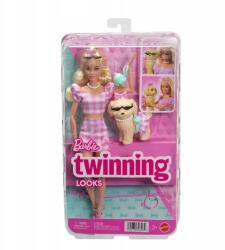 Mattel Barbie Twinning Looks játékbaba és kutyus rózsaszín ruhákban 3+ Mattel (JFP36)