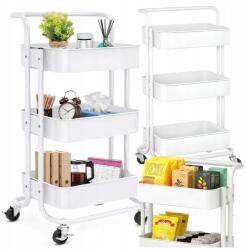 Verk Group Verk 27491 Háromszintes fém polcos kocsi 76 x 43 x 36 cm, fehér (27491_B)