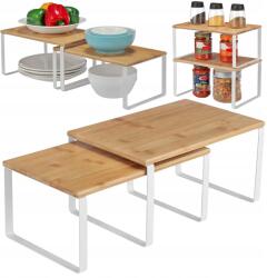 SONGMICS 2 db-os konyhai polc szett fehér 30cm Loft rendszerező Bambusz pultra szerelhető szekrényekhez (KCS02NW)