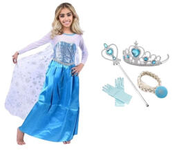 DEPOX Set rochie si patru accesorii Elsa Frozen, 3-5 ani, Carnaval (3189) Costum bal mascat copii