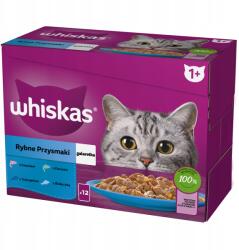 Whiskas nedves macskaeledel hal ízek zselében tasakok 12x85 g (8410136025839)