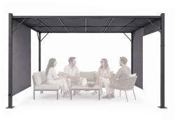 MultiGarden Kerti terasz pergola 3x4 m acél pavilon előtető szürke MultiGarden (DN-FG-362-4)