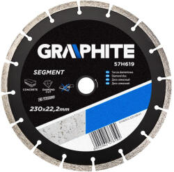 GRAPHITE szekcionált gyémánttárcsa 230 x 22.2 mm beton megerősítéshez (57H619)