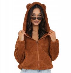  Kihúzható Női Laza Kapucnis Pulóver Plüss Teddy fahéj Xs S (BT1030-cinnamon-XS/S)