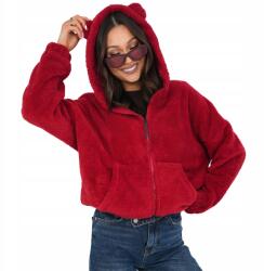  Kihúzható Női Laza Kapucnis Pulóver Füles Plüss Teddy piros M L (BT1030-red-M/L)