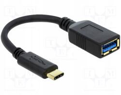 Delock Kábel; Usb A aljzat, USB C dugó; 0, 15m; fekete; 22AWG, 30AWG; 3A (65634)