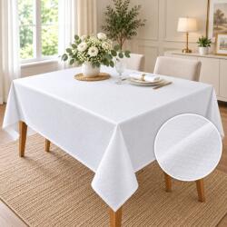 Pucioasa Fata de masa satinata jacquard alba 150x180 cm, elegant geometric Fata de masa