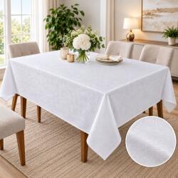 Pucioasa Fata de masa satinata jacquard alba 150x320 cm, damasc floral Fata de masa