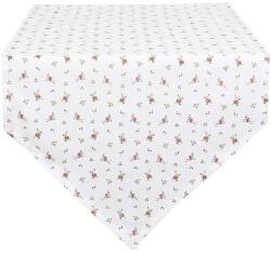Clayre & Eef Traversa de masa bumbac alba Roses 50*160 cm (2317) Fata de masa