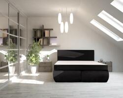 Bedora Pat Dormitor Bedora Leon Spring, 160x200 cm, lada de depozitare, textil, negru