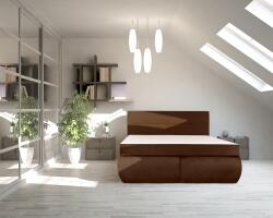 Bedora Pat Dormitor Bedora Leon Spring, 160x200 cm, lada de depozitare, textil, maro