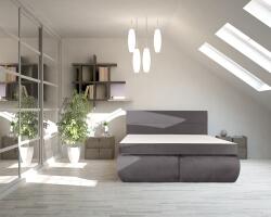 Bedora Pat Dormitor Bedora Leon Spring, 180x200 cm, lada de depozitare, textil, gri
