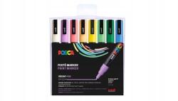 uni Akril jelölő "Posca PC-3M", 8 pasztell szín, készlet, 0, 9-1, 3 mm, Uni (UB-165)
