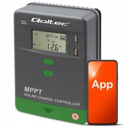 Qoltec Mppt 10A LCD Bluetooth napelemes vezérlő Qoltec LiFePO4 Gél App 12-24V Usb (53660)
