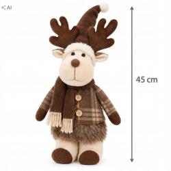 Action Rénszarvas figura sapkában 45 cm - Karácsonyi dekoráció (Brown)