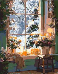 Figured Art Set pictura pe numere, cu sasiu, Iarna romantica, 40x50 cm (FA10745-Y)