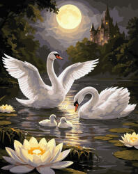 Oh Art! Set pictura pe numere, cu sasiu, Dans de lebede, 40x50 cm (ANG1143)