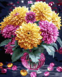 Oh Art! Set pictura pe numere, cu sasiu, Dalii, 40x50 cm (ANG1173)