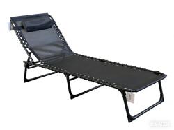 Heinner Șezlong reglabil Heinner, 189 x 58 x 30 cm, structură din oțel, textilenă, pernă, negru (HR-DSZP013)