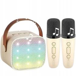  Karaoke Szett Gyerekeknek Bluetooth HANGSZÓRÓ+2 Mikrofon Bézs (6919651926482)