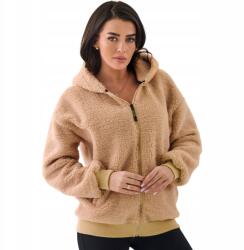  Női Kapucnis Pulóver Plüss Polár Teddy Bézs M L (BT1032-beige-M/L)