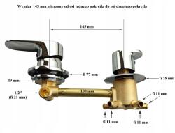 CDC Csaptelep 5 funkciós 14, 5 cm/145 mm hidromasszázs zuhanykabin Keverő (CDC/5/145/ZW)