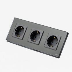 Tosyco Priză Schuko triplă cu ramă din sticlă (TOS-C3SK-Y)