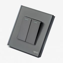 Tosyco Întrerupător dublu mecanic cu ramă din sticlă (TOS-CM2G1W-Y)