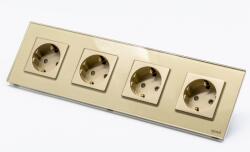 Tosyco Priză Schuko cvadruplă cu ramă din sticlă (TOS-C4SK-G)