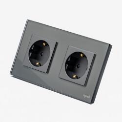 Tosyco Priză Schuko dublă cu ramă din sticlă (TOS-C2SK-Y)