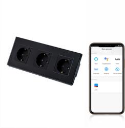 Tosyco Priză schuko WIFI dublă cu ramă din sticlă [CLONE] [CLONE] (TOS-C3SK-ZB-B)