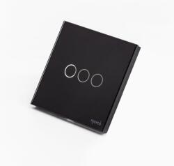 Tosyco Întrerupător cap scară / cruce triplu cu touch (tactil) din sticlă (TOS-C3G2W-B)