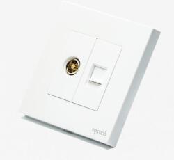 Tosyco Priză Schuko simplă cu ramă din sticlă [CLONE] [CLONE] (TOS-PC1TV1L-W)