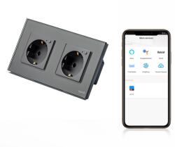 Tosyco Priză schuko WIFI dublă cu ramă din sticlă [CLONE] [CLONE] (TOS-C2SK-ZB-MON-Y)