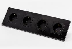 Tosyco Priză Schuko cvadruplă cu ramă din sticlă (TOS-C4SK-B)