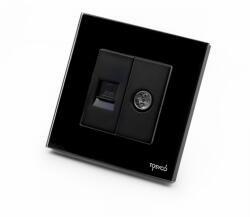 Tosyco Priză Schuko simplă cu ramă din sticlă [CLONE] (TOS-C1TV1L-B)